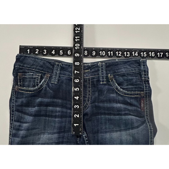 Silver Frances 18 Bootcut Jeans Womens 29X33 Blue Distressed Dark Actual 30X32 - Picture 4 of 10